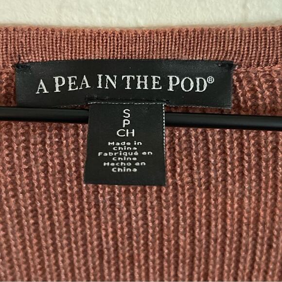 A Pea In The Pod Long Sleeve V-Neck Tunic Sweater Small Rust Brown Maternity - Picture 4 of 6